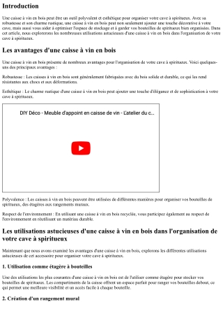 Les utilisations astucieuses d'une caisse à vin en bois dans l'organisation de v