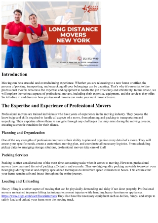 The Expertise and Equipment of Professional Movers
