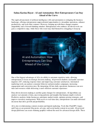 Salma Karina Hayat - AI and Automation - How Entrepreneurs Can Stay Ahead of the Curve