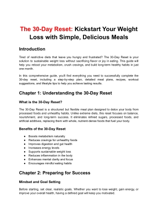 The 30-Day Reset_ Kickstart Your Weight Loss with Simple, Delicious Meals