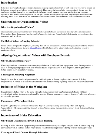 Aligning Organizational Values with Employee Behavior