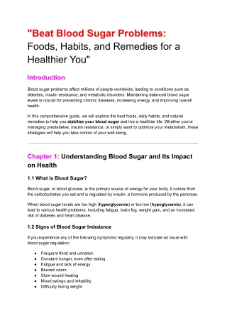 Beat blood sugar problems: food, habits and remedies for a healthier you