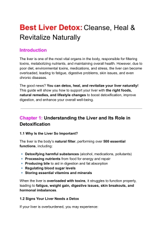 Best Liver Detox: Cleanse, Heal & Revitalize Naturally