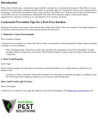 Cockroach Prevention Tips for a Pest-Free Kitchen