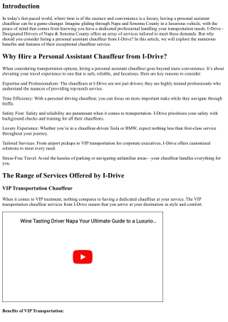 Why Hire a Personal Assistant Chauffeur from I-Drive?