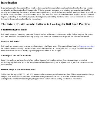 The Future of Jail Release: Patterns in Los Angeles Bail Bond Practices