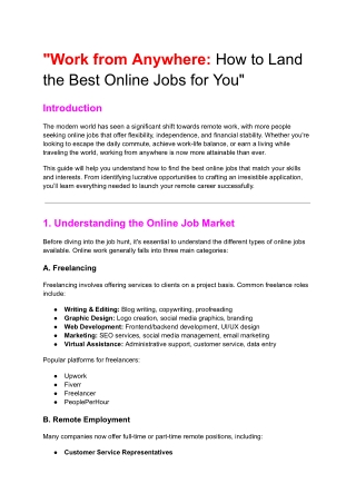 "Work from Anywhere: How to land the Best Online jobs for you"