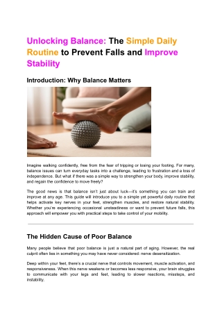 Unlocking Balance- The Simple Daily Routine to Prevent Falls and Improve Stability