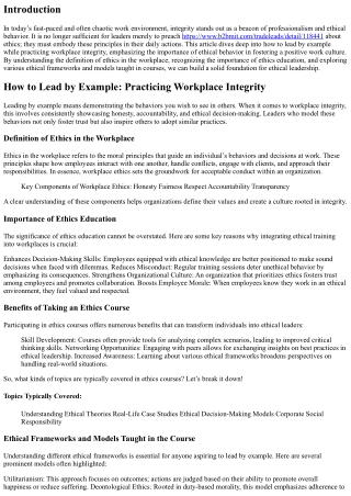 How to Lead by Example: Practicing Workplace Integrity