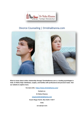 Divorce Counseling | Drnishakhanna.com