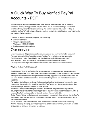 A Quick Way To Buy Verified PayPal Accounts - PDF