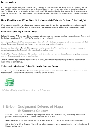 How Flexible Are Wine Tour Schedules with Private Drivers? An Insight