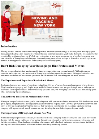 Don't Risk Damaging Your Belongings: Hire Professional Movers