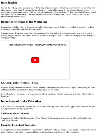 Learning from the Best: Ethical Models to Live By