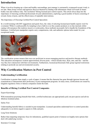 “The Importance of Choosing Certified Pest Control Specialists”