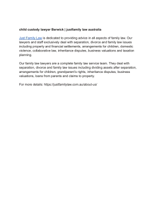 child custody lawyer Berwick _ Justfamilylaw Australia