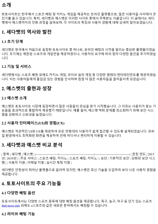 세다벳에서 예스벳까지, 토토사이트의 진화 과정