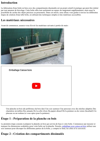 Les étapes pour créer une boîte en bois avec des compartiments dissimulés