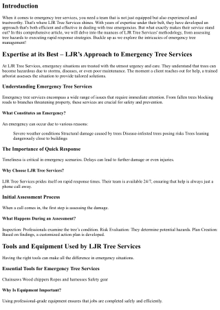 Expertise at its Best – LJR’s Approach to Emergency Tree Services