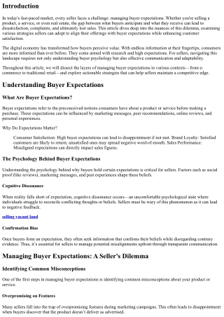 Managing Buyer Expectations: A Seller's Dilemma