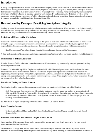 How to Lead by Example: Practicing Workplace Integrity