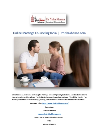 Online Marriage Counseling India | Drnishakhanna.com