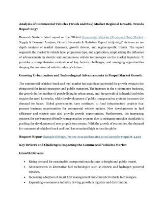 Commercial Vehicles (Truck and Bus) Market PRAnalysis of Commercial Vehicles