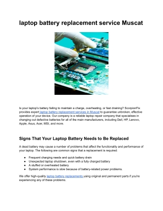 laptop battery replacement service Muscat