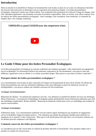 “Le Guide Ultime pour des boites Personalizé Écologiques.”