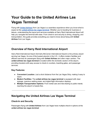 Your Guide to the United Airlines Las Vegas Terminal