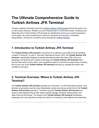 The Ultimate Comprehensive Guide to Turkish Airlines JFK Terminal