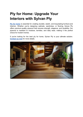 Ply for Home_ Upgrade Your Interiors with Sylvan Ply