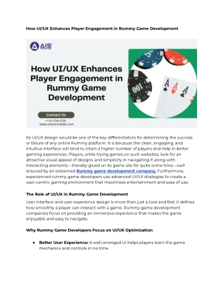 How UI/UX Enhances Player Engagement in Rummy Game Development