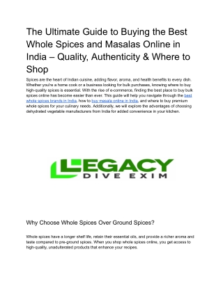The Ultimate Guide to Buying the Best Whole Spices and Masalas Online in India –