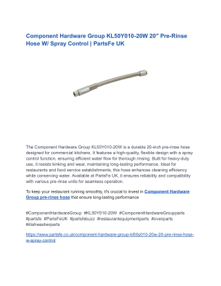 Component Hardware Group KL50Y010-20W 20_ Pre-Rinse Hose W_ Spray Control _ PartsFe UK
