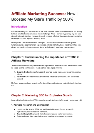 Affiliate Marketing Success: How i Boosted My Site's Traffic by 500%