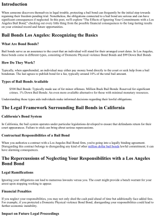 The Consequences of Ignoring Your Responsibilities with a Los Angeles Bail Bond