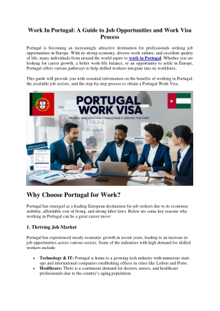 Work In Portugal: A Guide to Job Opportunities and Work Visa Process