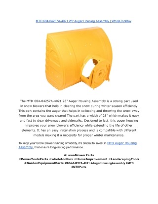 MTD 684-04257A-4021 28_ Auger Housing Assembly _ WholeToolBox