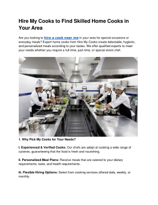 Hire My Cooks to Find Skilled Home Cooks in Your Area