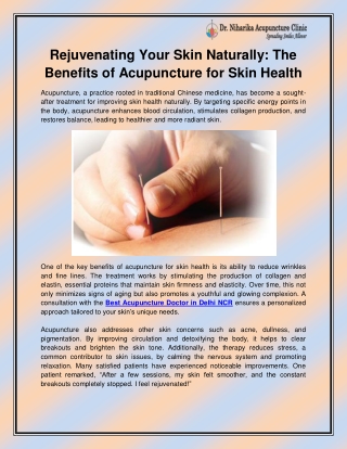 Best Acupuncture doctor in Delhi NCR