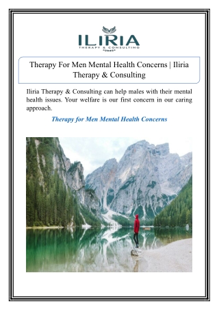 Therapy For Men Mental Health Concerns | Iliria Therapy & Consulting