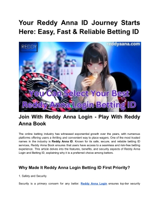 Your Reddy Anna ID Journey Starts Here: Easy, Fast & Reliable Betting ID