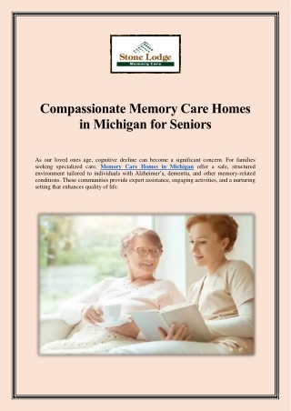 Compassionate Memory Care Homes in Michigan for Seniors