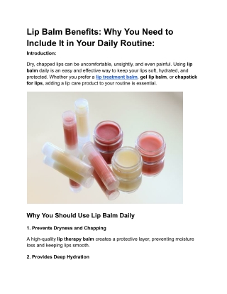 Lip Balm Benefits Why You Need to Include It in Your Daily Routine