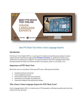 Best PTE Mock Test Online by Vision language Experts