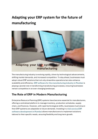 Adapting your ERP system for the future of manufacturing