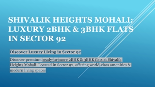 Shivalik Heights Mohali: Luxury 2BHK & 3BHK Flats in Sector 92