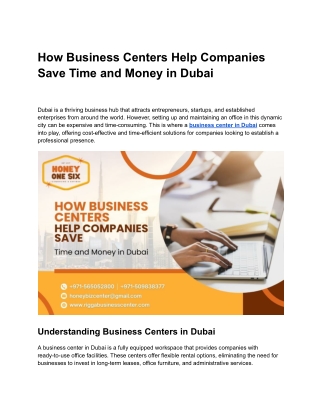 How Business Centers Help Companies Save Time and Money in Dubai