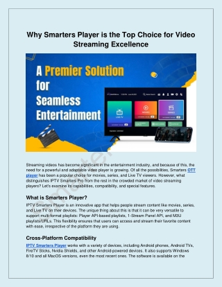 How Does Smarters Player Stand Out as a Leading Video Streaming Player